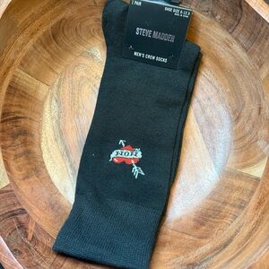 NWT Steve Madden Men’s Black Crew Socks One Pair 6–12.5